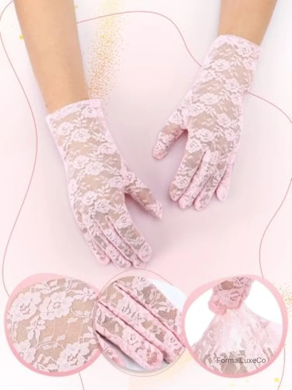 6 Pairs Lace Tea Party Gloves Elegant Short Novelty Floral Accessories